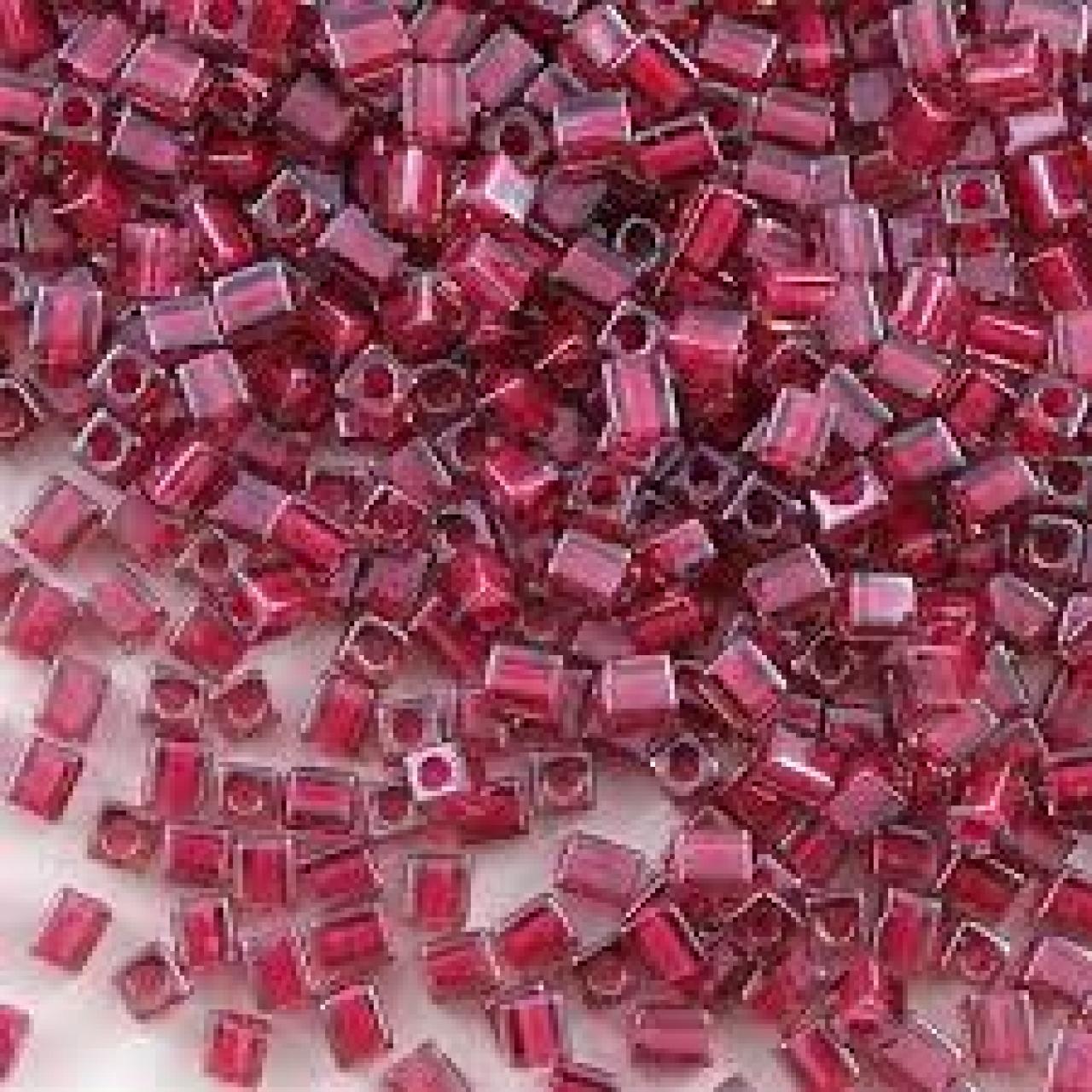 Miyuki Cube 4mm 2649 Color Lined Pink/ Red