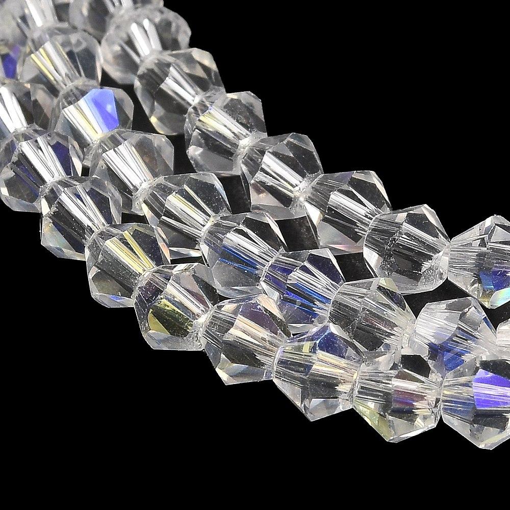 Biconice Sticla 6x6mm Crystal Half AB — Imaginea 1