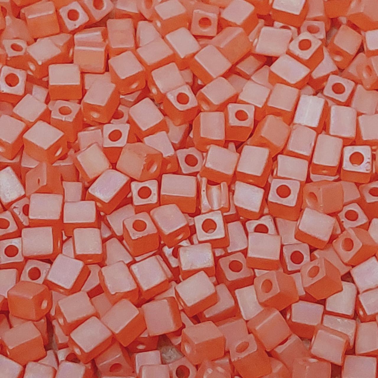 Miyuki Cube 4mm 0138FR Matted Transp. Orange AB