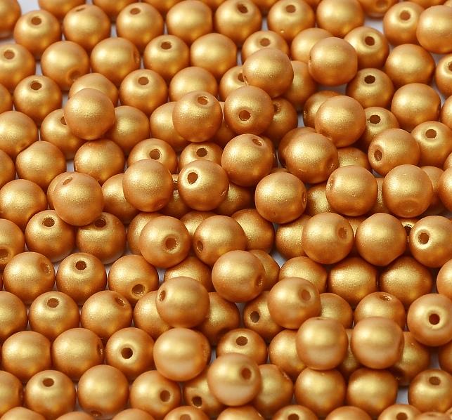 Margele Rotunde 4mm 02010/29421 Alabaster Metallic Gold — Imaginea 1