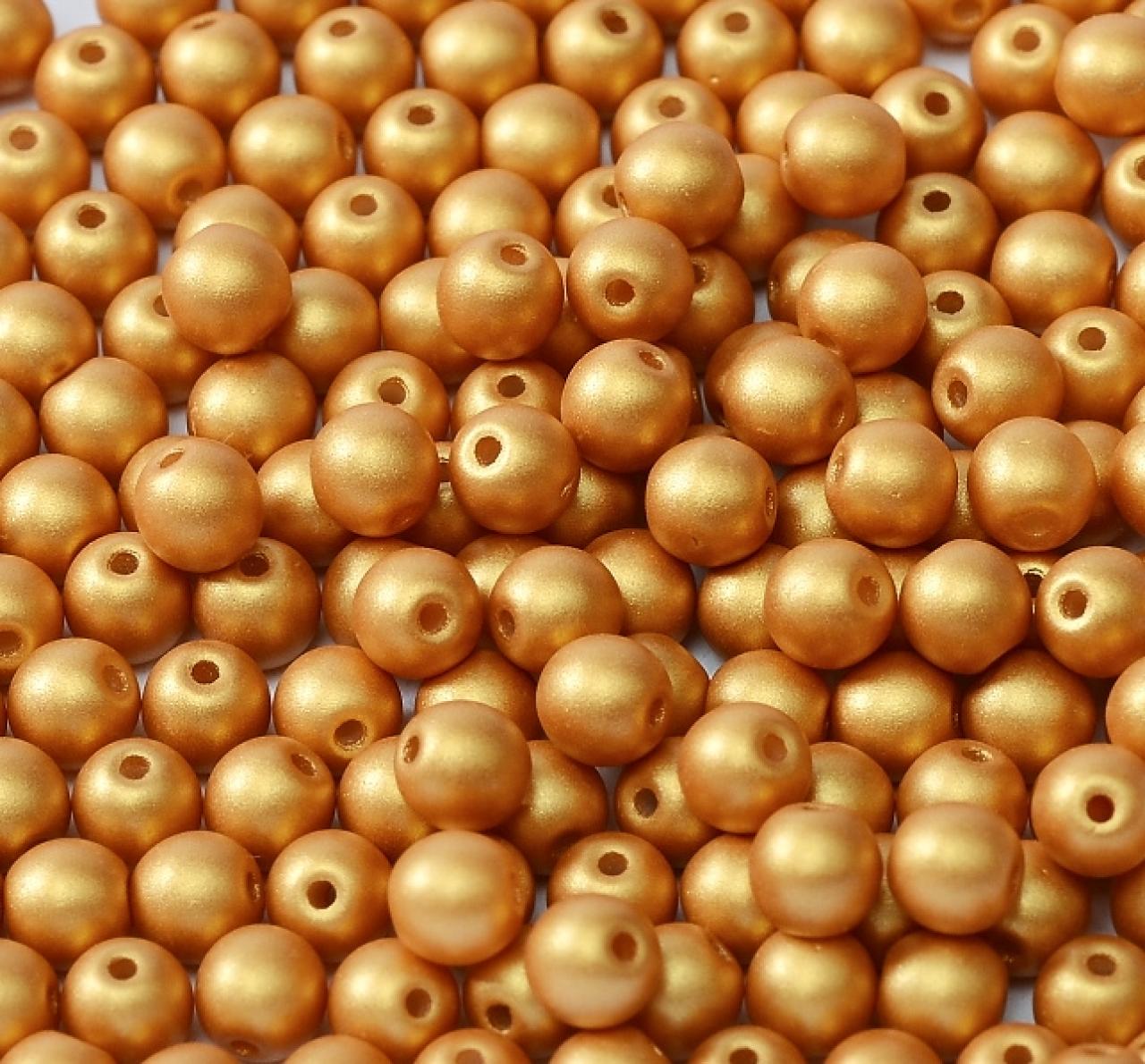 Margele Rotunde 4mm 02010/29421 Alabaster Metallic Gold