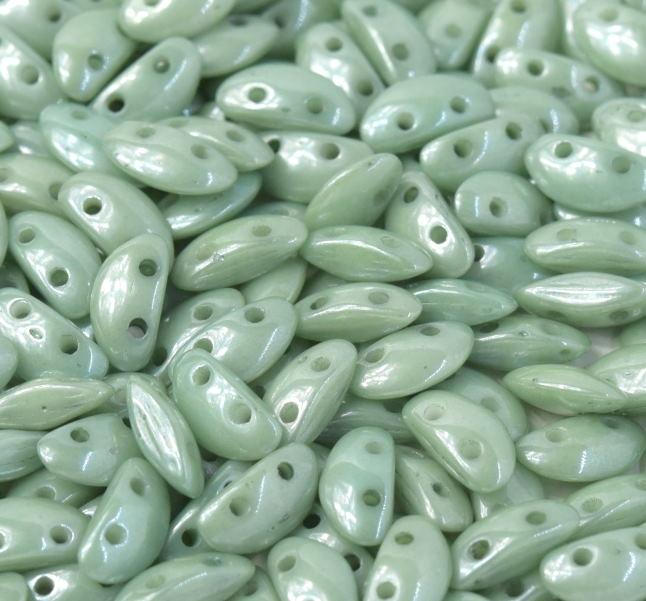 Margele Mobyduo 3x8mm 03000/14459 Chalk White Teal Luster — Imaginea 1