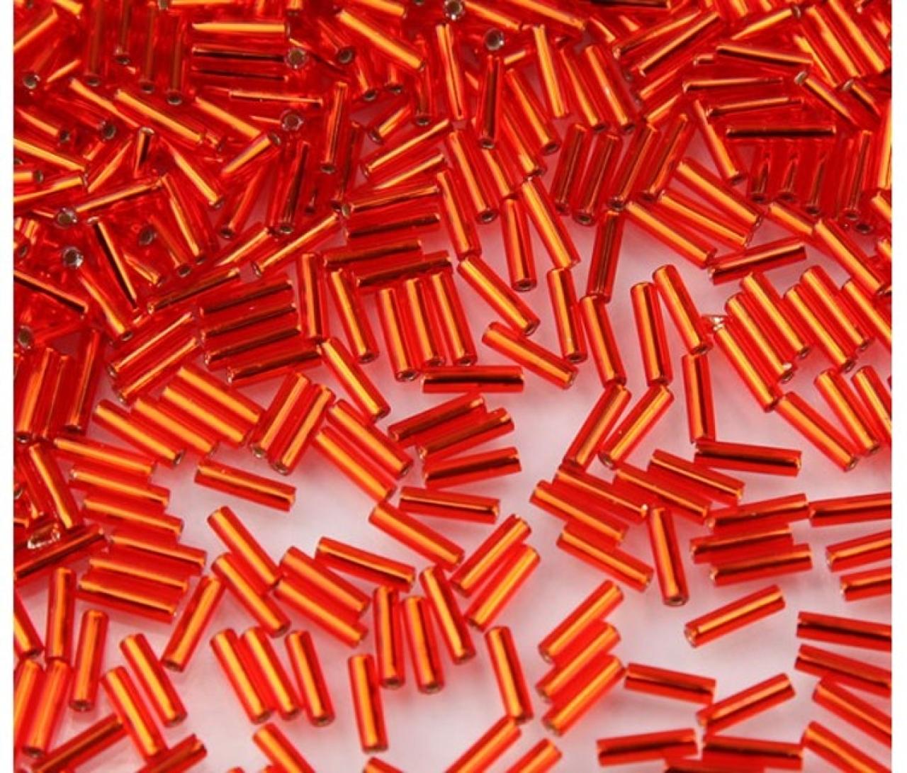Miyuki Bugle 6mm 0008 Silver Lined Orange