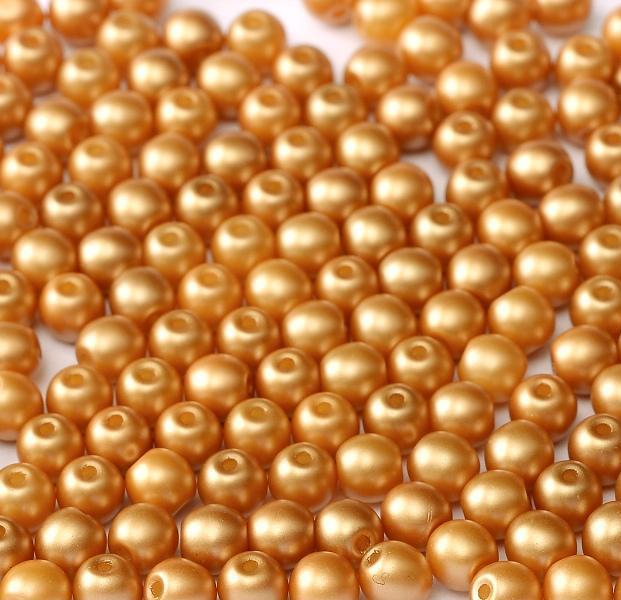 Margele Rotunde 6mm 25003/02010 Alabaster Pastel Amber — Imaginea 1