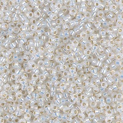 Margele de nisip Miyuki 11/0 0551 Gilt Lined white Opal — Imaginea 1