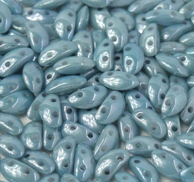Margele Mobyduo 3x8mm 00030/14464 Chalk White Baby Blue Luster — Imaginea 1