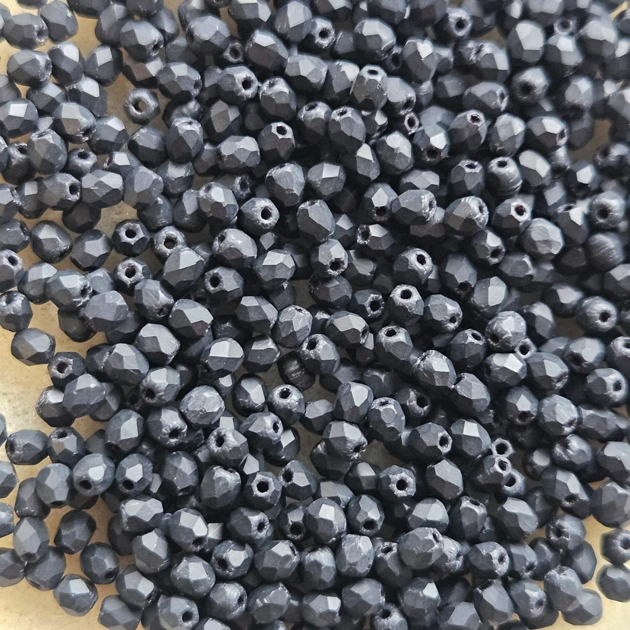 Margele Cehesti Fire-Polish 3mm M23980 Matte Jet