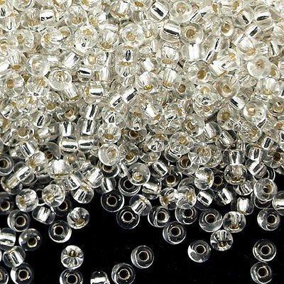 Margele de nisip Miyuki 8/0 0001 Crystal Silver Lined — Imaginea 1