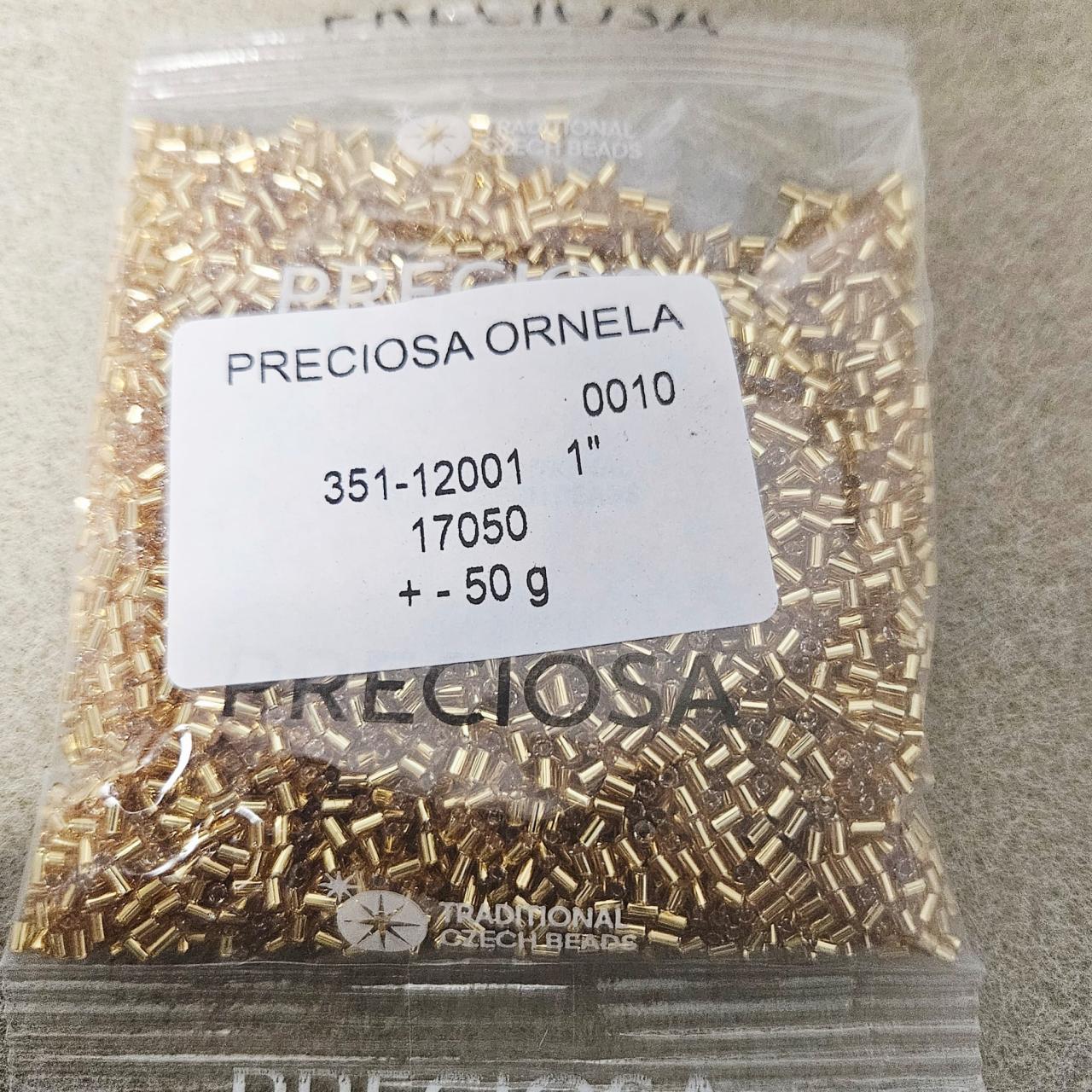 50gr Preciosa Bugle 12000/17050 3mm Silver Lined Yellow