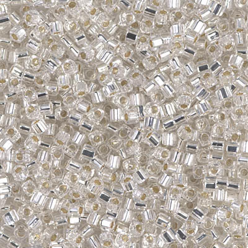 Miyuki Cube 4mm 0001 Crystal Silver Lined — Imaginea 1