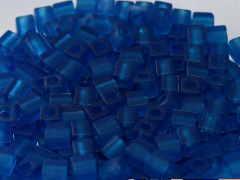 Miyuki Cube 4mm 0149F Matted Trans.Capri Blue — Imaginea 1