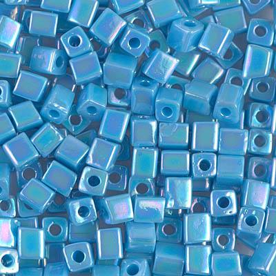 Miyuki Cube 4mm 0413R Opaque Turquoise Blue AB — Imaginea 1