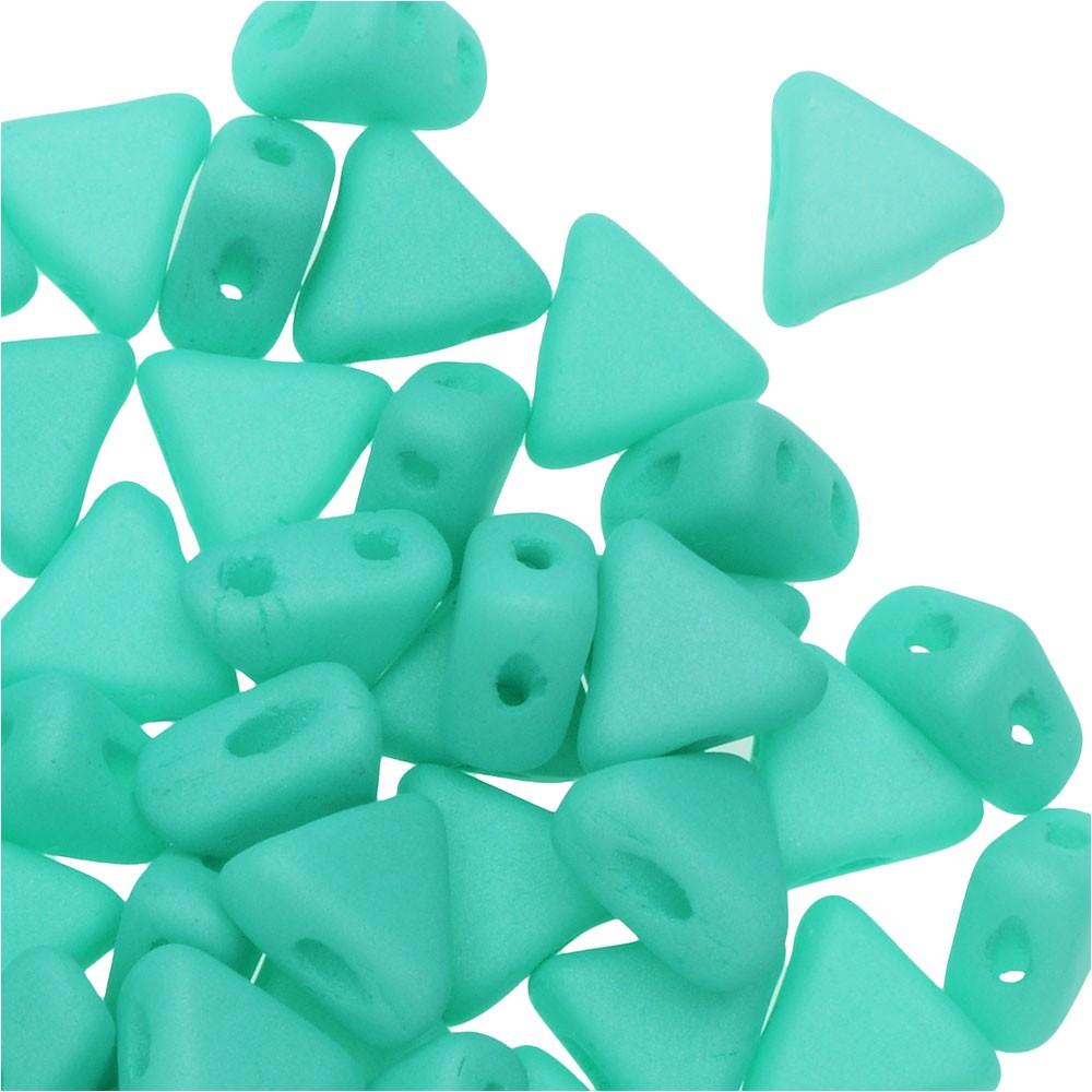 Margele Kheops Par Puca 6x6mm Opaque Green Turquoise Silk Mat 29569 — Imaginea 1