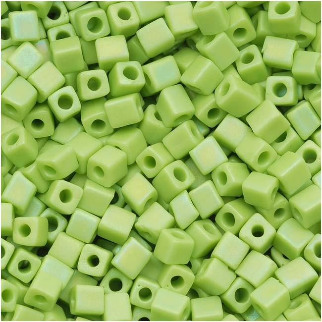 Miyuki Cube 3mm Opaque Chartreuse Matted AB 0416FR — Imaginea 1