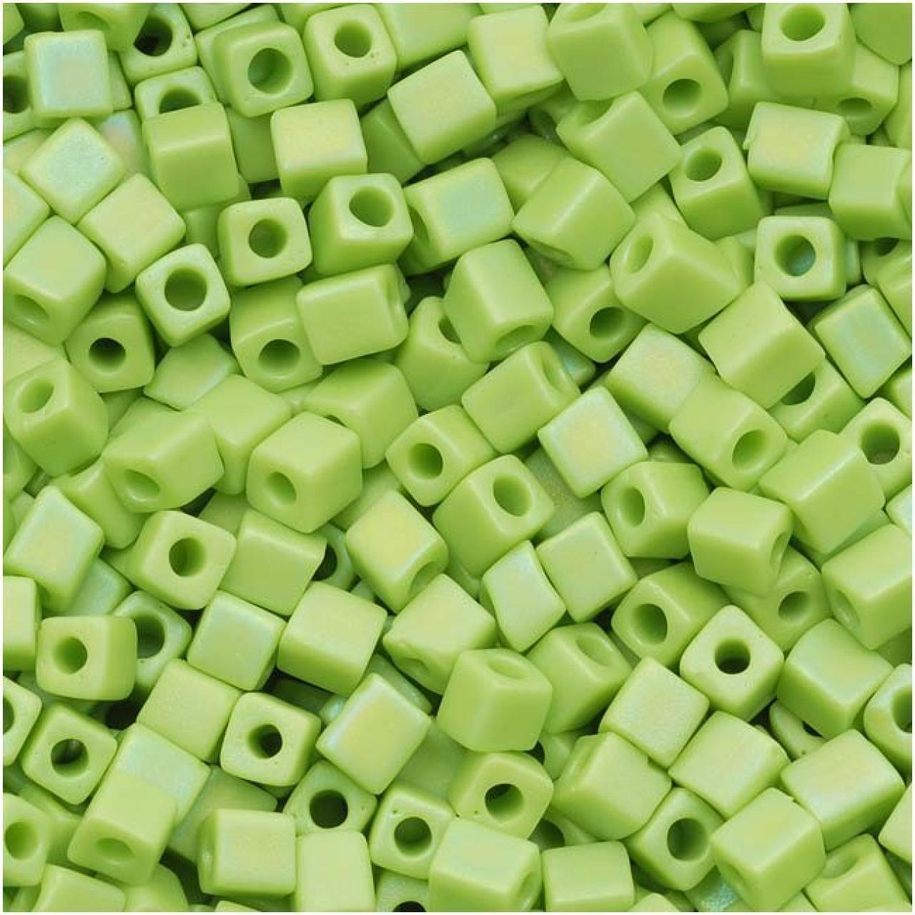 Miyuki Cube 3mm Opaque Chartreuse Matted AB 0416FR
