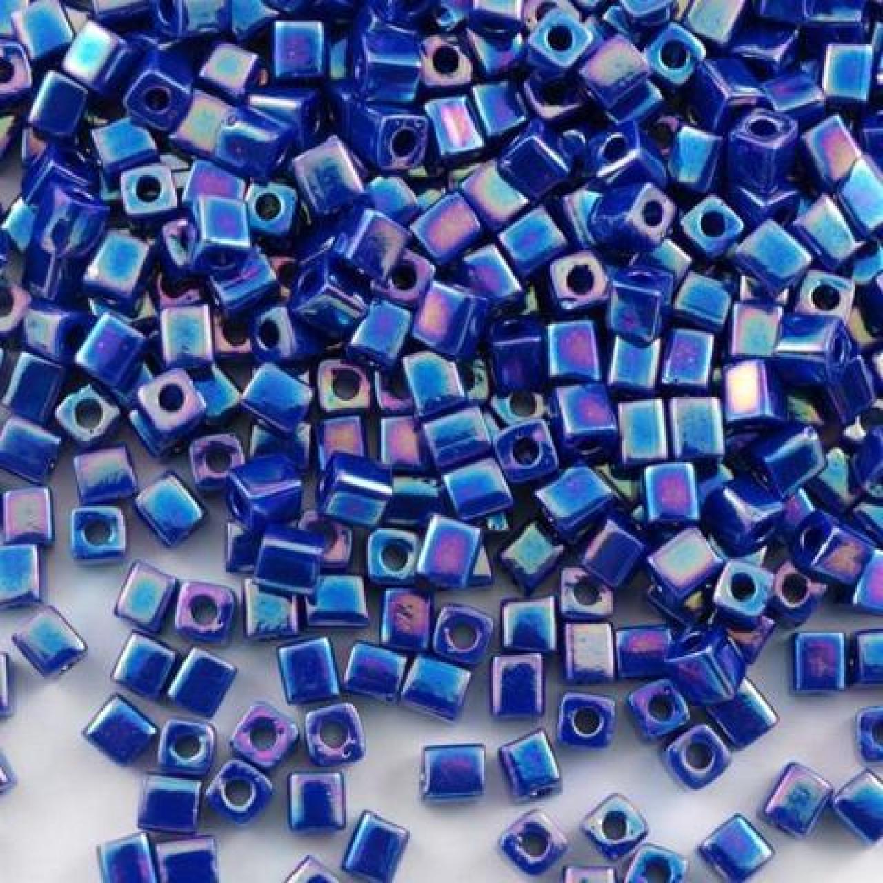 Miyuki Cube 4mm Opaque Cobalt AB 0414R