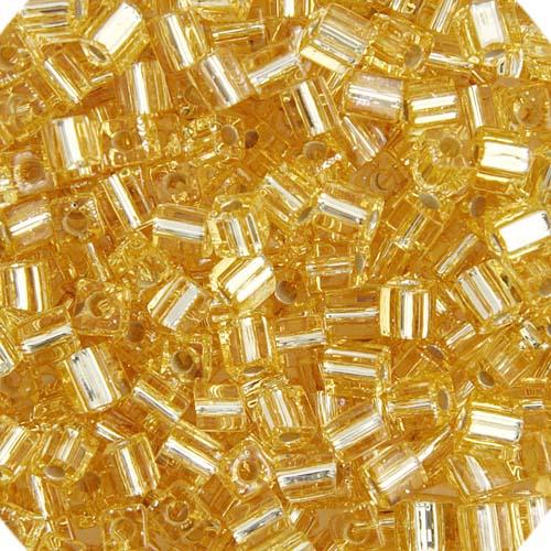 Miyuki Cube 4mm 0003 Gold Silver Lined — Imaginea 1