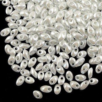 Miyuki Long Magatama 4x7mm White Pearl Ceylon 0420 — Imaginea 1