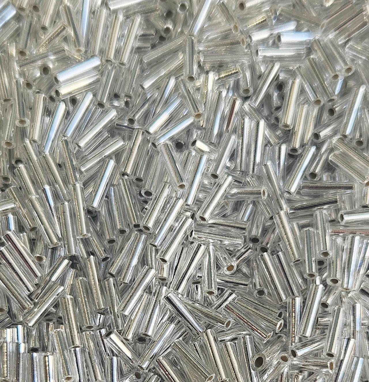 Miyuki Bugle 6mm 0001 Crystal Silver Lined