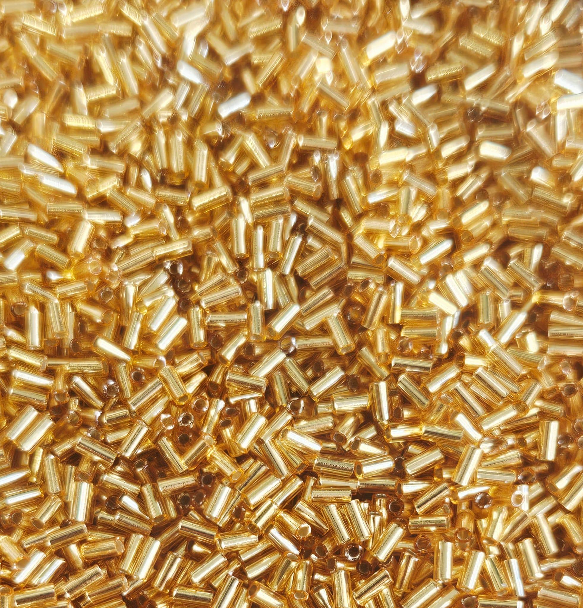 Miyuki Bugle 3mm 0003 Silver Lined Gold — Imaginea 1