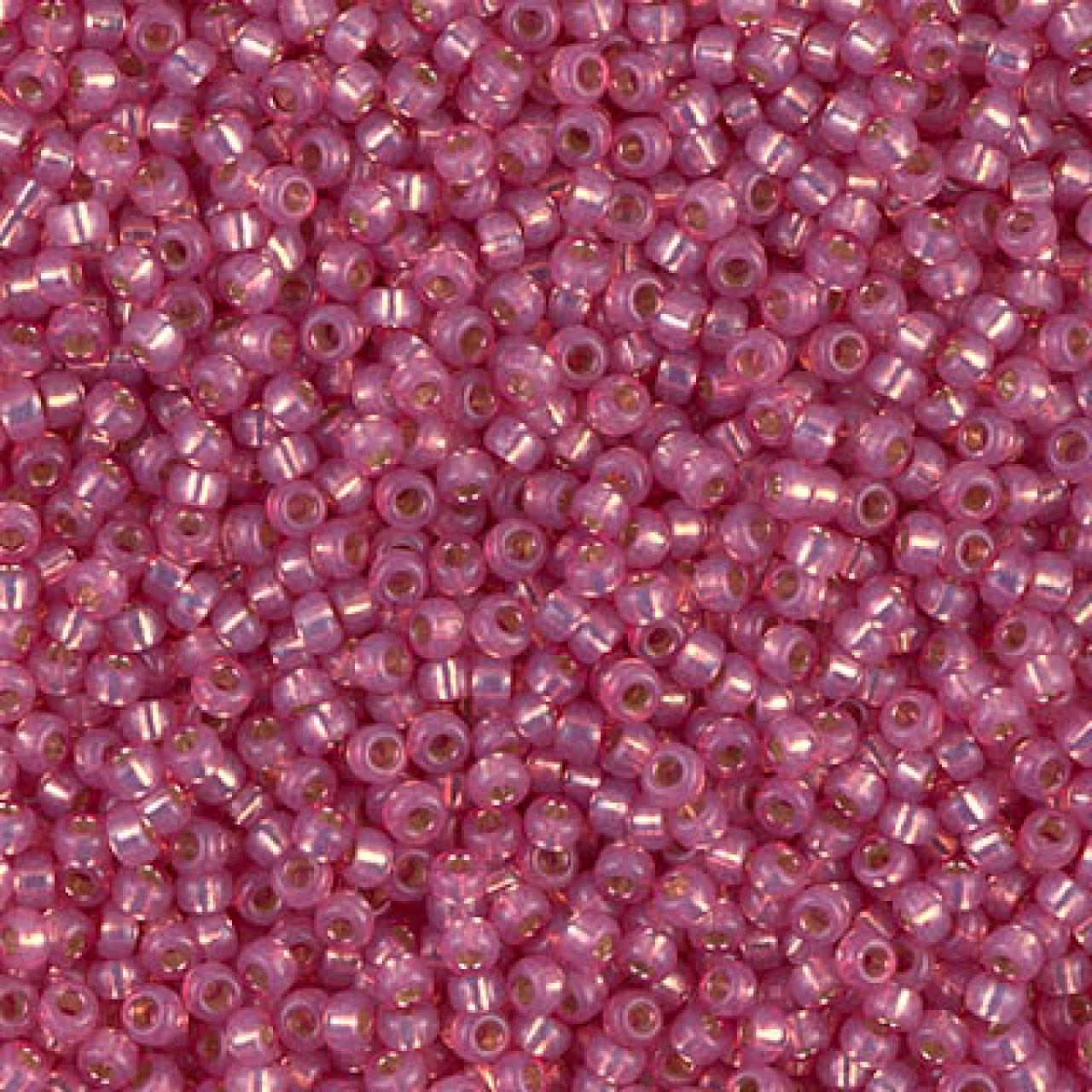 Margele de nisip Miyuki 11/0 0645 Silverlined Alabaster Dyed Dark Rose