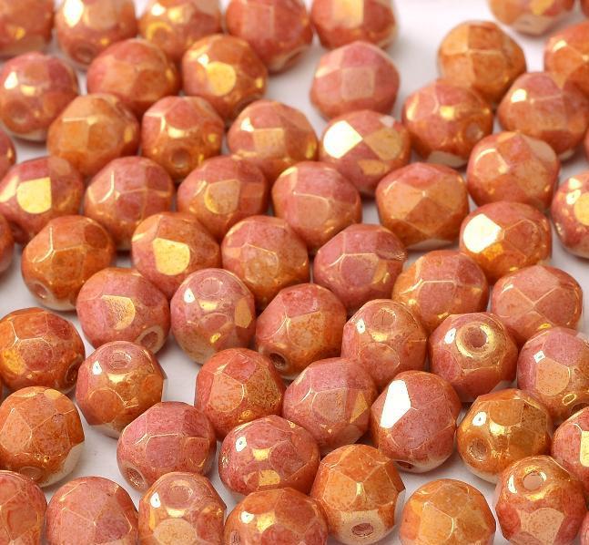 Margele Cehesti Fire-Polish 6mm 14495/03000 Chalk White Red Luster — Imaginea 1