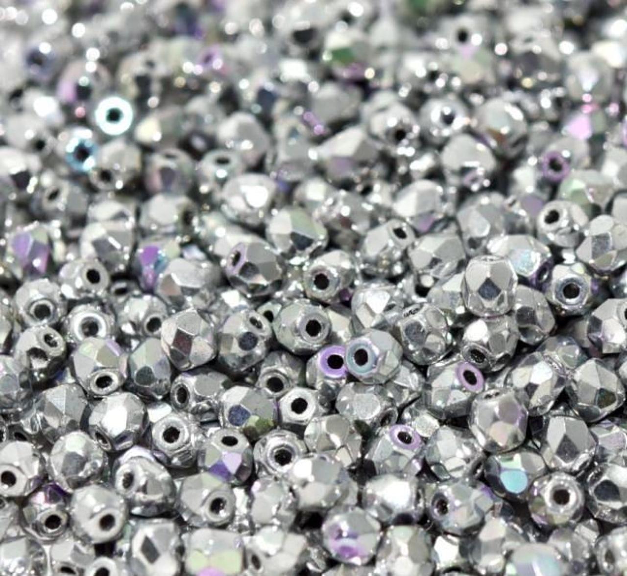 Margele Cehesti Fire-Polish 3mm 98553/00030 Crystal Glittery Silver