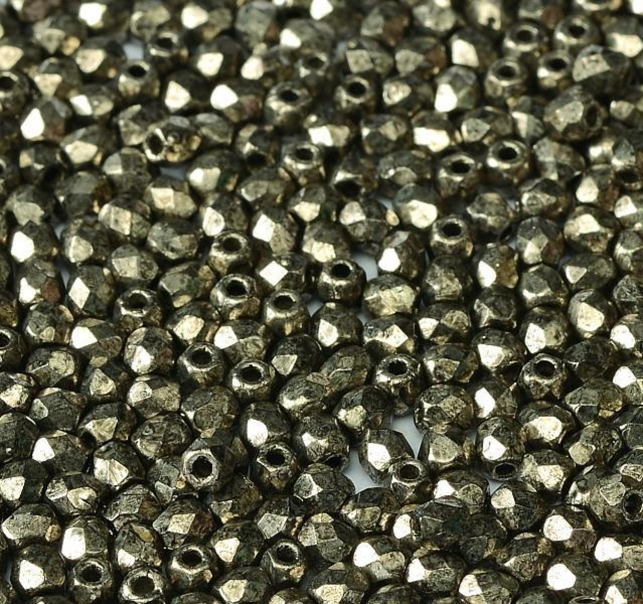 Margele Cehesti Fire-Polish 3mm 00030/18549 Crystal Antique Chrome
