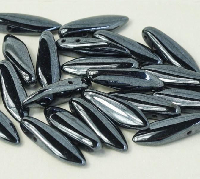 Margele Daggers cu doua gauri 14400/23980 Jet Hematite — Imaginea 1
