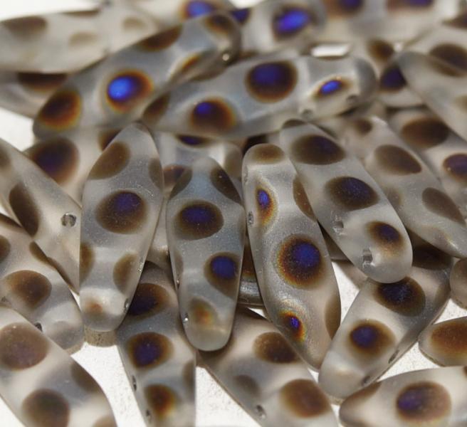 Margele Daggers cu doua gauri 2227A/00030 Crystal Azzuro Dots Matted — Imaginea 1
