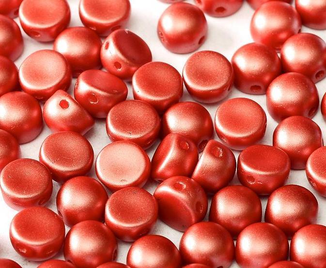 2-hole Cabochon 6 mm 25010 Alabaster Pastel Dark Coral — Imaginea 1